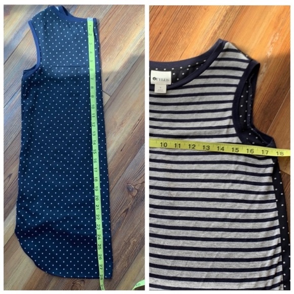 STYLUS Women’s Sleeveless Polka Dot Striped Casual Tank Top Navy Gray Size Small - Picture 5 of 6